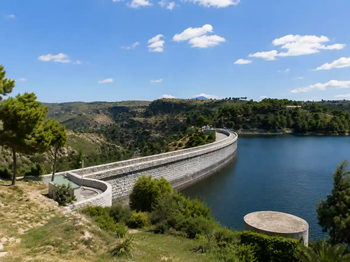 Lake Marathon dam and reservoir, Attica Greece
